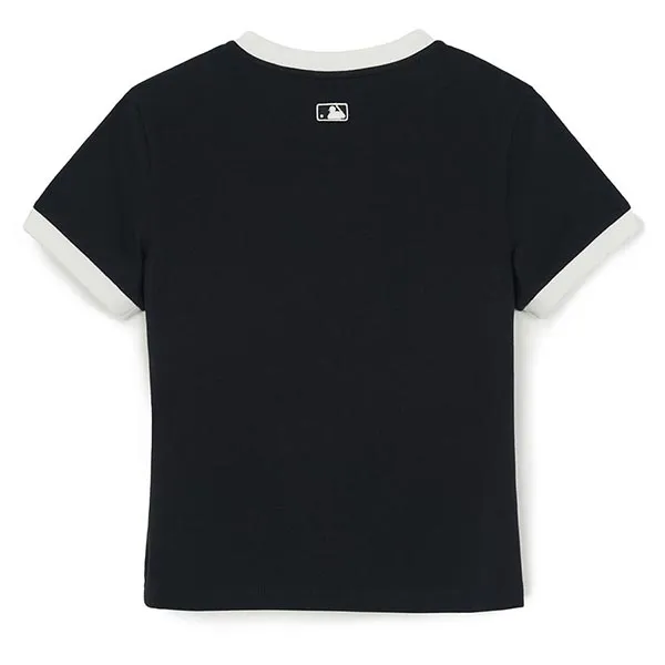 Áo Thun Nữ MLB Basic Small Logo Ringer 3FTSB0263-13BKS Tshirt Màu Đen