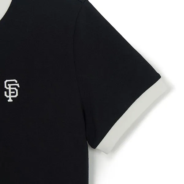 Áo Thun Nữ MLB Basic Small Logo Ringer 3FTSB0263-14BKS Tshirt Màu Đen