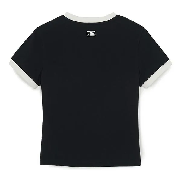 Áo Thun Nữ MLB Basic Small Logo Ringer 3FTSB0263-14BKS Tshirt Màu Đen
