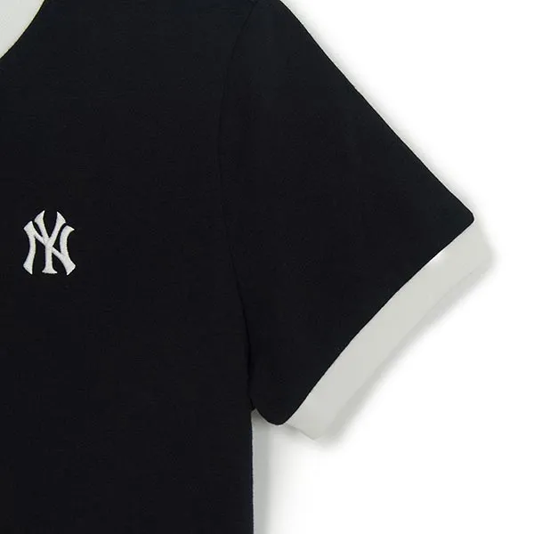 Áo Thun Nữ MLB Basic Small Logo Ringer 3FTSB0263-50BKS Tshirt Màu Đen