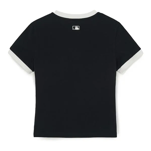 Áo Thun Nữ MLB Basic Small Logo Ringer 3FTSB0263-50BKS Tshirt Màu Đen