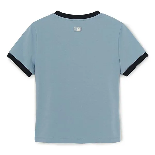 Áo Thun Nữ MLB Basic Small Logo Ringer LA Dodgers 3FTSB0263-07SBL Tshirt Màu Xanh Pastel