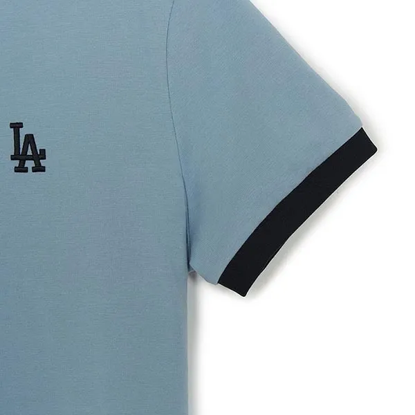 Áo Thun Nữ MLB Basic Small Logo Ringer LA Dodgers 3FTSB0263-07SBL Tshirt Màu Xanh Pastel