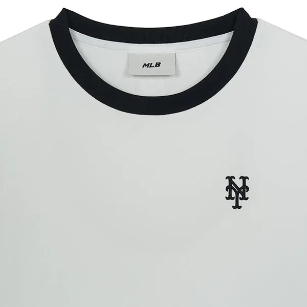 Áo Thun Nữ MLB Basic Small Logo Ringer New York 3FTSB0263-09WHS Tshirt Màu Trắng