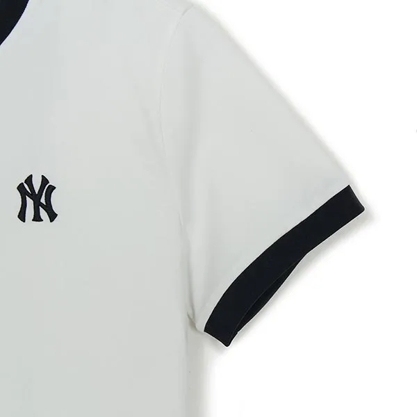 Áo Thun Nữ MLB Basic Small Logo Ringer New York 3FTSB0263-50WHS Tshirt Màu Trắng