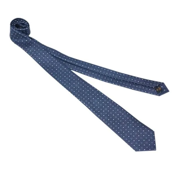 Cà Vạt Nam Louis Vuitton LV Necktie Cravat Dots Blue Marine M75979 Màu Xanh