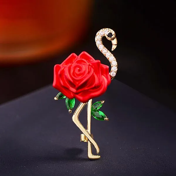 Cài Áo Nữ Meri Rose Flamingo BR973 Màu Đỏ