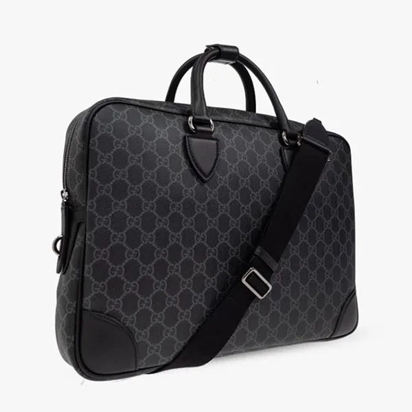 Cặp Xách Tay Nam Gucci Black Briefcase With Monogram 821149 FAED4-1000 Màu Xám Đen