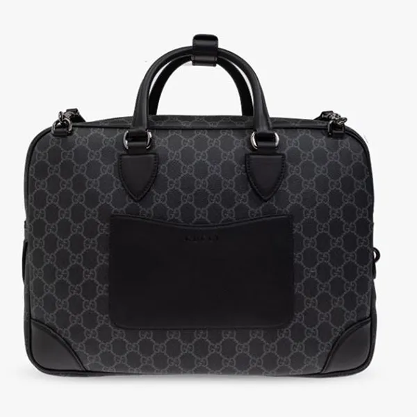 Cặp Xách Tay Nam Gucci Black Briefcase With Monogram 821149 FAED4-1000 Màu Xám Đen