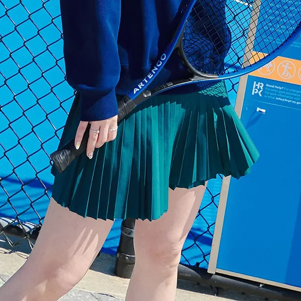 Chân Váy Xếp Ly Nữ MLB Classic Sports Accordion Pleated LA Dodgers 3FSKG0334-07GND Màu Xanh Green