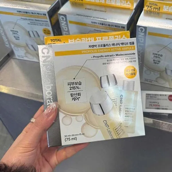 Combo Tinh Chất Keo Ong Hỗ Trợ Phục Hồi Da CNP Laboratory Propolis Energy Active Ampule 3 Món (30ml + 30ml + 15ml)