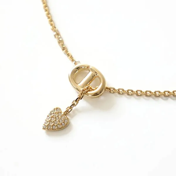 Dây Chuyền Nữ Dior CD Navy Nacklace Crystal Embellished Heart Màu Vàng Gold
