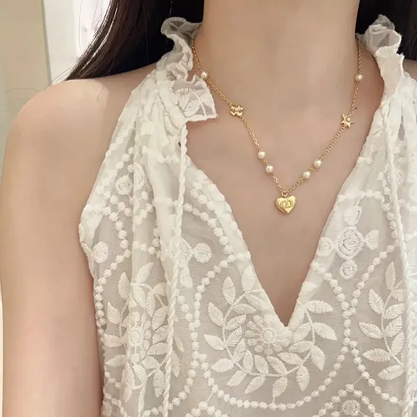 Dây Chuyền Nữ Dior Lucky Necklace Màu Vàng Gold