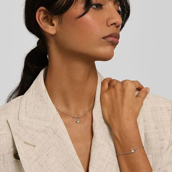Dây Chuyền Nữ Vivienne Westwood Balbina Pendant Necklace Màu Bạc Trắng