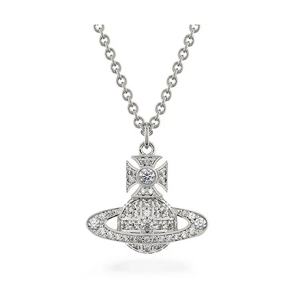 Dây Chuyền Nữ Vivienne Westwood Carmela Cubic Zirconia Pendant Màu Bạc Trắng