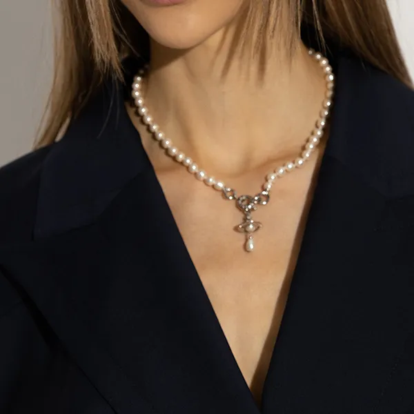 Dây Chuyền Nữ Vivienne Westwood Cream ‘Aleksa’ Necklace 63010111 02P226-P226 Màu Kem