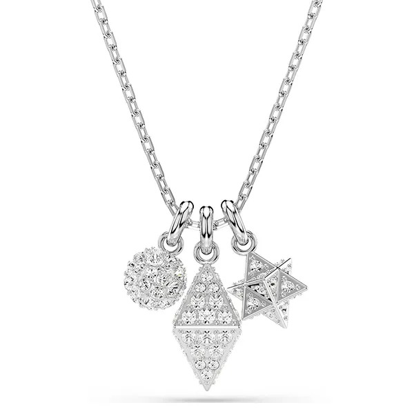 Dây Chuyền Nữ Swarovski Dextera Pendant Round Cut, Sphere And Cube, White, Rhodium Plated 5700288 Màu Bạc