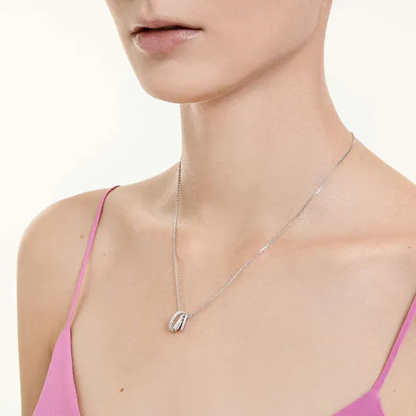 Dây Chuyền Nữ Swarovski Hyperbola Pendantround Cut, White, Rhodium Plated 5737064 Màu Bạc