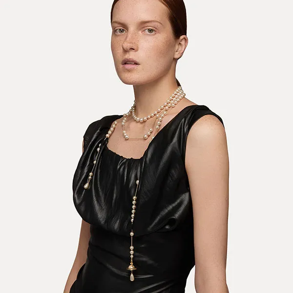 Dây Chuyền Nữ Vivienne Westwood Broken Pearl Necklace 8050568221449 Màu Trắng Ngà