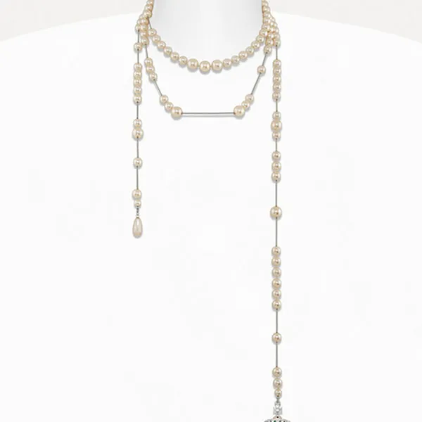 Dây Chuyền Nữ Vivienne Westwood Broken Pearl Necklace 8050889140139 Màu Bạc