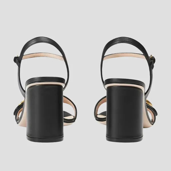 Dép Cao Gót Nữ Gucci Leather Mid-heel Sandal 453379 A3N00 1000 ‎Màu Đen