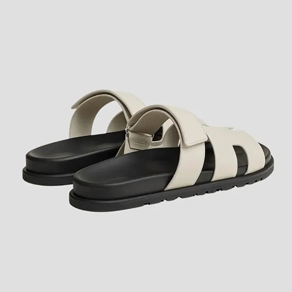 Dép Nam Hermès Chypre Beju Glez In White H252916ZHF8415 Màu Trắng Đen Size 40