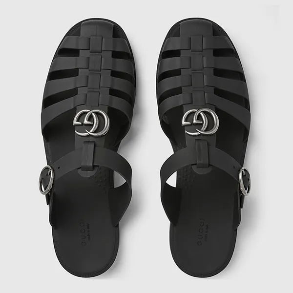 Dép Sandal Nam Gucci Double G Mule 812582 J8700 1000 Màu Đen Size 41