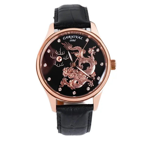 Đồng Hồ Nam Carnival Rồng Nhã Ngọc 51524G-D Màu Đen - Vàng