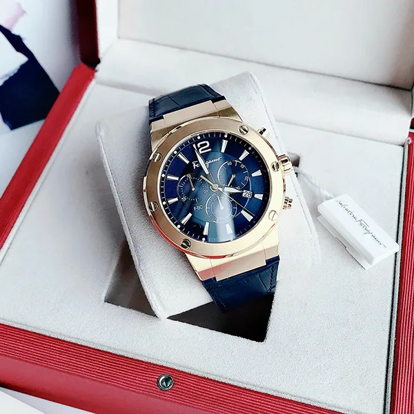 Đồng Hồ Nam Salvatore Ferragamo F-80 Chrono 44mm Màu Xanh Navy