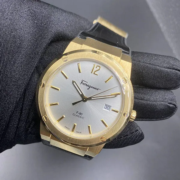 Đồng Hồ Nam Salvatore Ferragamo F-80 Classics Gol SFDT02021 Màu Vàng (Dây Da Đen)