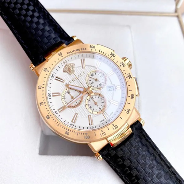 Đồng Hồ Nam Versace Mystique Chronograph Date Rose Gold VFG070013 Màu Đen