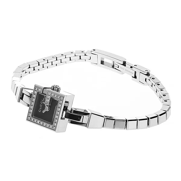 Đồng Hồ Nữ Gucci 102 Petite Black Diamond Dial Watch YA102540 Màu Bạc