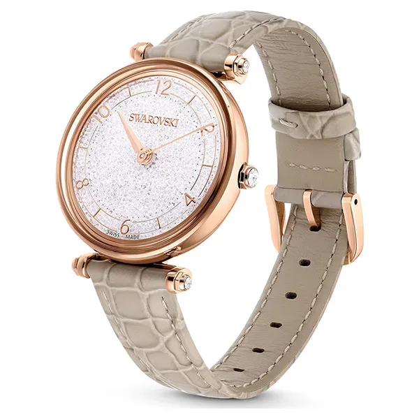 Đồng Hồ Nữ Swarovski Crystalline Wonder Watch Swiss Made, Leather Strap, Beige, Rose Gold Tone Finish 5656899 Màu Xám