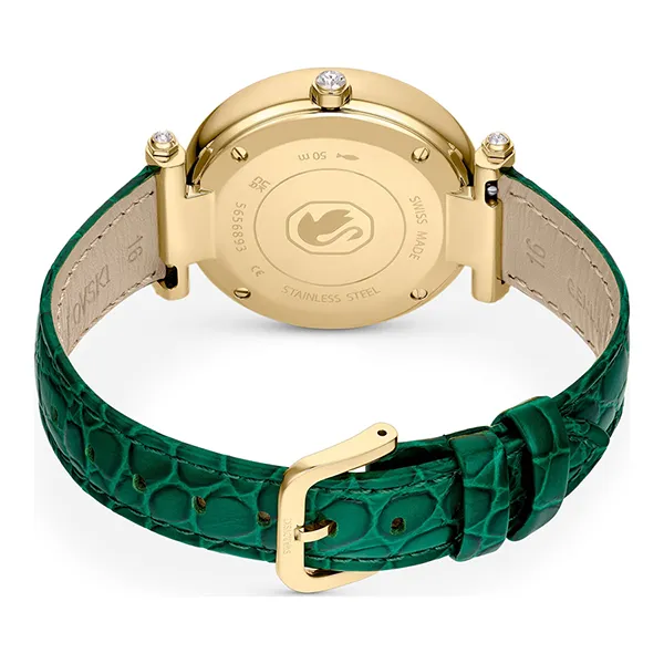 Đồng Hồ Nữ Swarovski Crystalline Wonder Watch Swiss Made, Leather Strap, Green, Gold Tone Finish 5656893 Màu Xanh Trắng