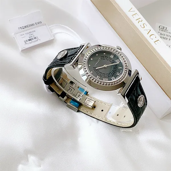Đồng Hồ Nữ Versace Quartz P5Q99D009S Vanity Silver Dial Black Leather Màu Đen