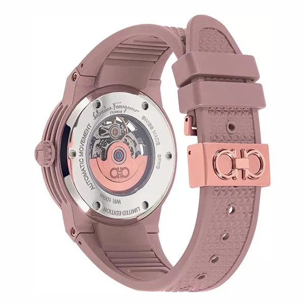 Đồng Hồ Salvatore Ferragamo F-80 Skeleton Ecoceramic Watch 41mm Taupe Màu Nâu Sẫm