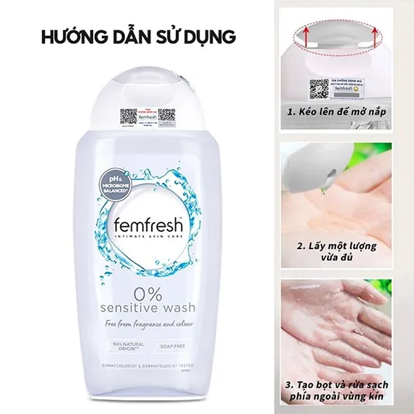 Dung Dịch Vệ Sinh Phụ Nữ Dành Cho Da Nhạy Cảm Femfresh Sensitive Wash 250ml