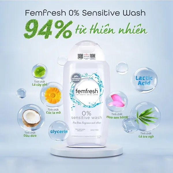 Dung Dịch Vệ Sinh Phụ Nữ Dành Cho Da Nhạy Cảm Femfresh Sensitive Wash 250ml