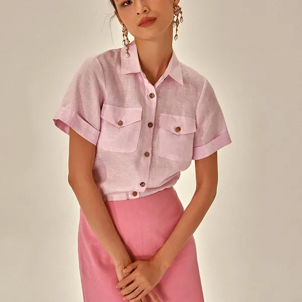 Áo Sơ Mi Nữ F2 Fashion & Freedom Linen Becoming Unveil SMW474-HN-S-0721 Màu Hồng Size S