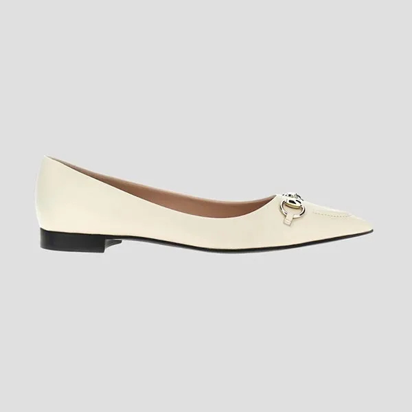 Giày Bệt Nữ Gucci Ballet Flat With Horsebit White 787776 C9D00 9022 Màu Trắng Size 36