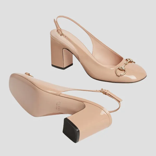 Giày Cao Gót Nữ Gucci Horsebit Slingback In Rose Beige 794324 BNC00 5931 Màu Hồng Beige Size 35.5