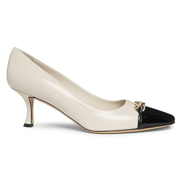 Giày Cao Gót Nữ Salvatore Ferragamo Bria Patent Leather Pumps Women Màu Trắng Ngà Size 35.5