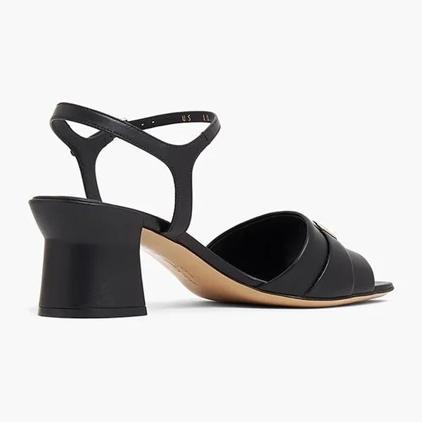 Giày Cao Gót Nữ Salvatore Ferragamo Double Gancini Sandals Gót 6cm Màu Đen Size 5.5
