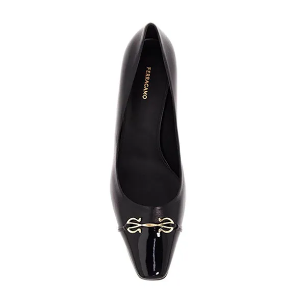 Giày Cao Gót Nữ Salvatore Ferragamo Gancini Ornament Women Màu Đen Size 36