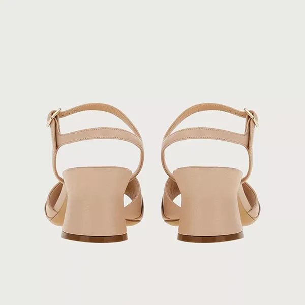 Giày Cao Gót Nữ Salvatore Ferragamo Sandal With Gancini Ornament 01E490 757839 Gót 6cm Màu Nude Size 5