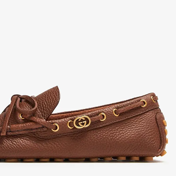 Giày Lười Nam Gucci Interlocking G Driving Loafers Màu Nâu Size 40
