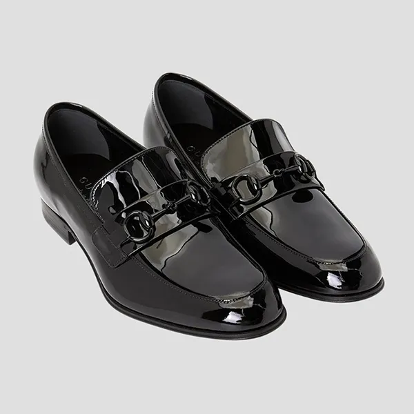 Giày Lười Nam Gucci With Horsebit Black Patent Leather Loafer 730137 BNC00 1000 Màu Đen Size 7