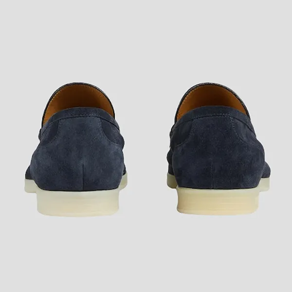 Giày Lười Nam Gucci With Horsebit In Dark Blue Leather Loafer 782672 AACVH 4009 Màu Xanh Than Size 7