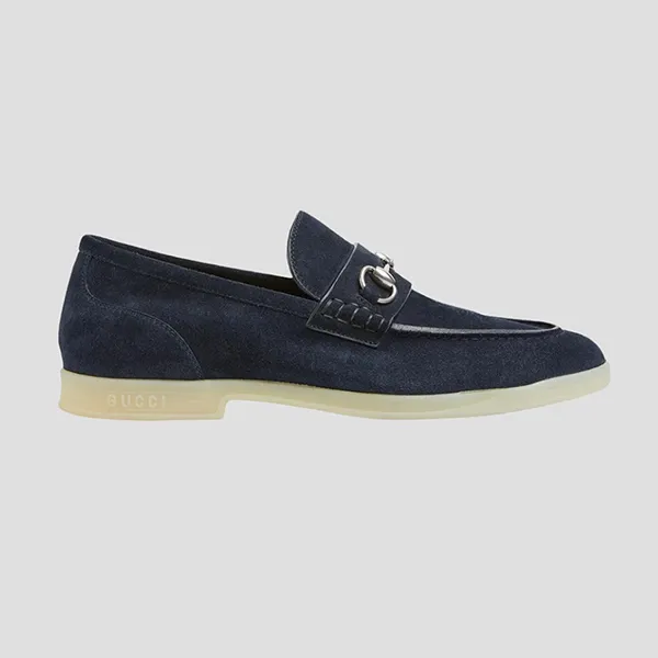 Giày Lười Nam Gucci With Horsebit In Dark Blue Leather Loafer 782672 AACVH 4009 Màu Xanh Than Size 7