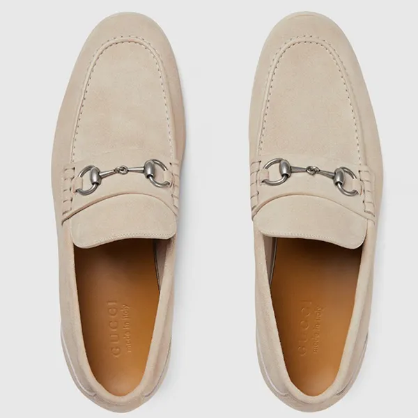 Giày Lười Nam Gucci With Horsebit In Oatmeal Leather Loafer 782672 AACVH 9511 Màu Kem Size 6
